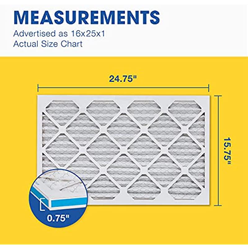 Aerostar 16x25x1 MERV 11 Pleated Air Filter， 6 Pack (Actual Size: 15 3/4 x 24 3/4 x 3/4 ) and Aerostar 16x16x1 MERV 8 Pleated Air Filter， 6 Pack (Actual Size: 15 3/4 x15 3/4 x3/4 )