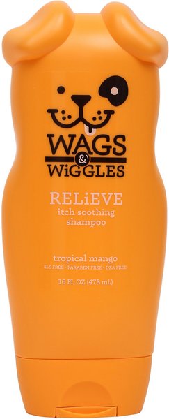 Wags and Wiggles Relieve Itch Soothing Tropical Mango Dog Shampoo， 16-oz bottle