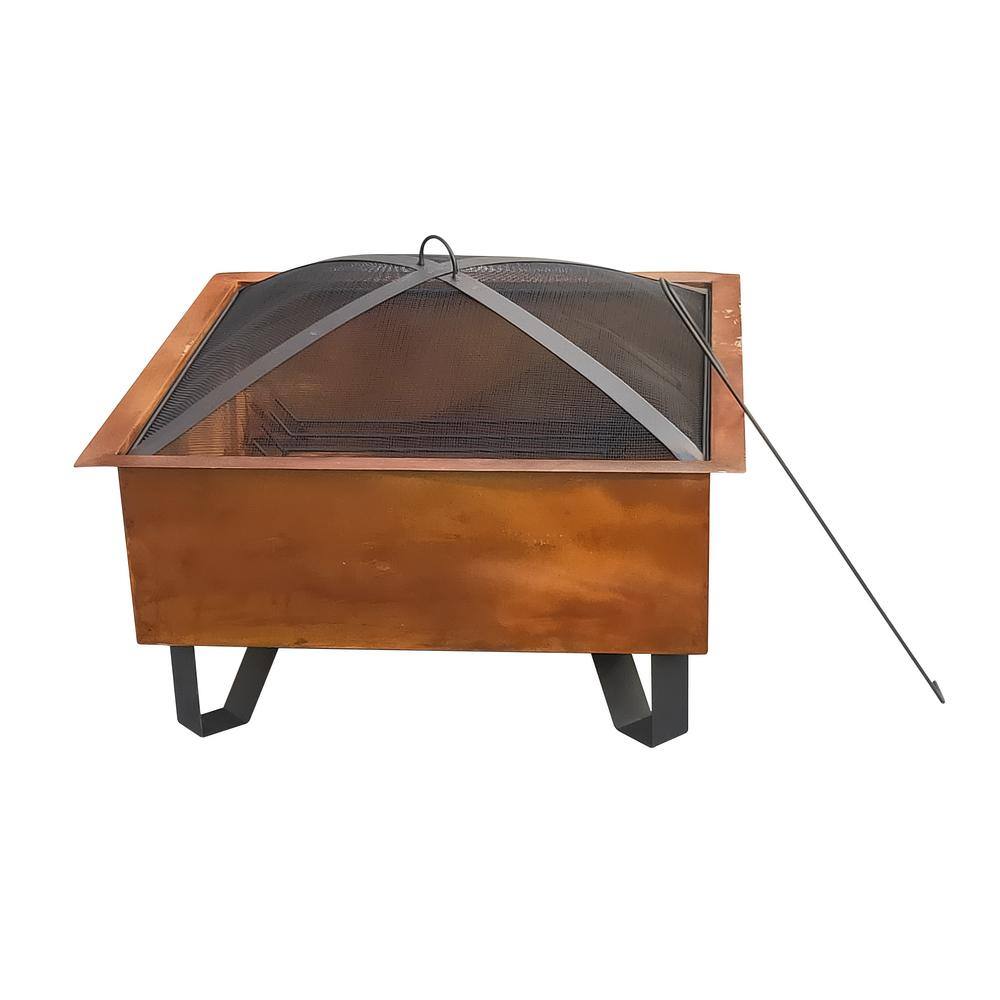 Sterling Oaks Boxite Steel 26 in. Square Wood-Burning Fire Pit in Copper 52119