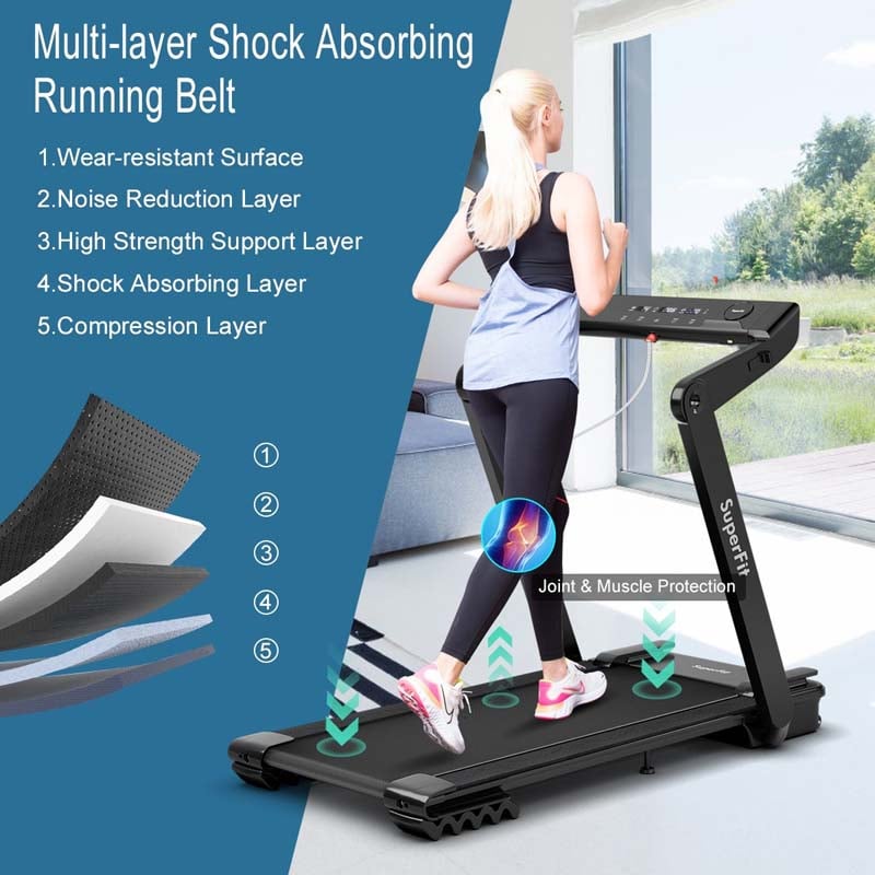 4.0HP Folding Treadmill 265LBS MAX Heavy-Duty Electric Running Machine with LED Touch Screen & Speaker