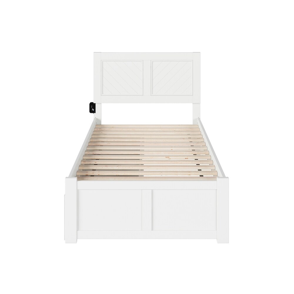 AFI Canyon Twin XL Platform Bed with Footboard   2 Drawers in White