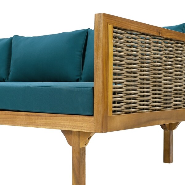 Aidan Farmhouse Outdoor 3 Seater Daybed with Fabiric Cushion by Christopher Knight Home