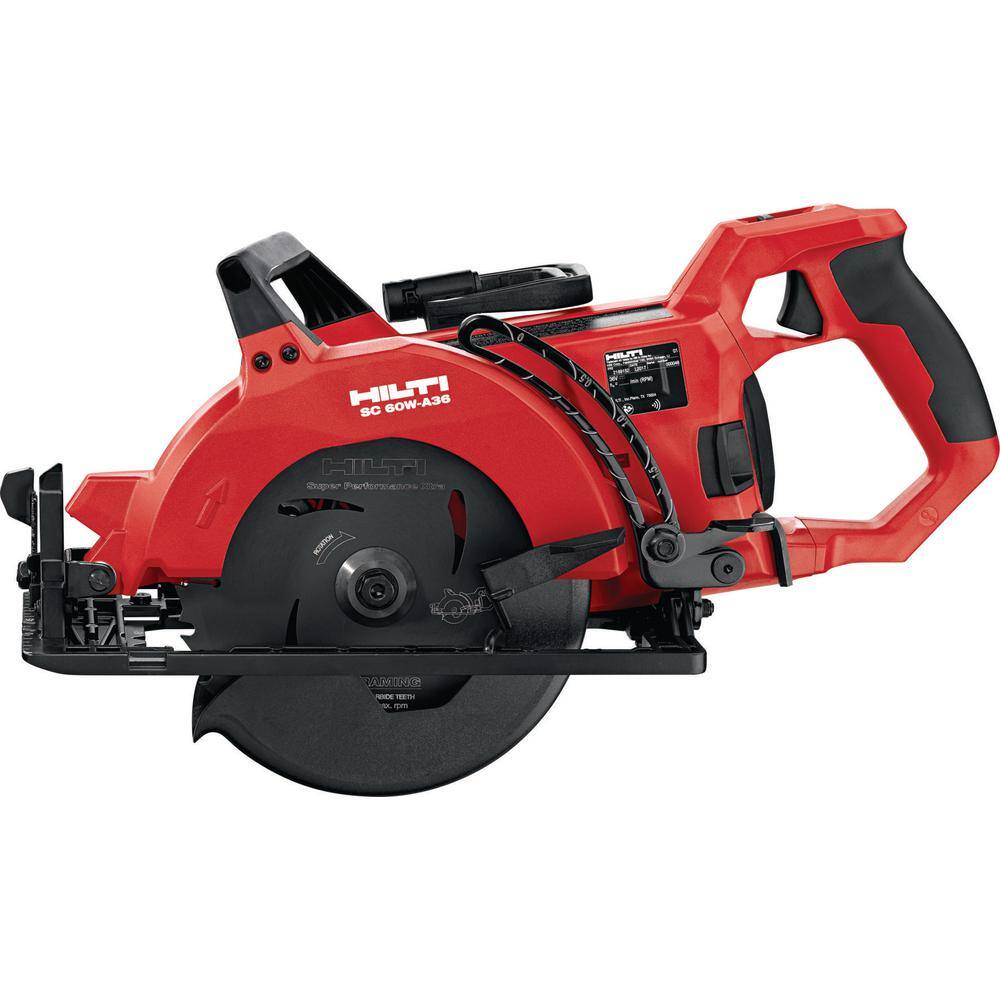 Hilti SC 60W-A 7-14 in. 36-Volt Cordless Brushless Worm Drive Circular Saw Kit with Li-Ion Battery Pack SPX Blades and More 3603985