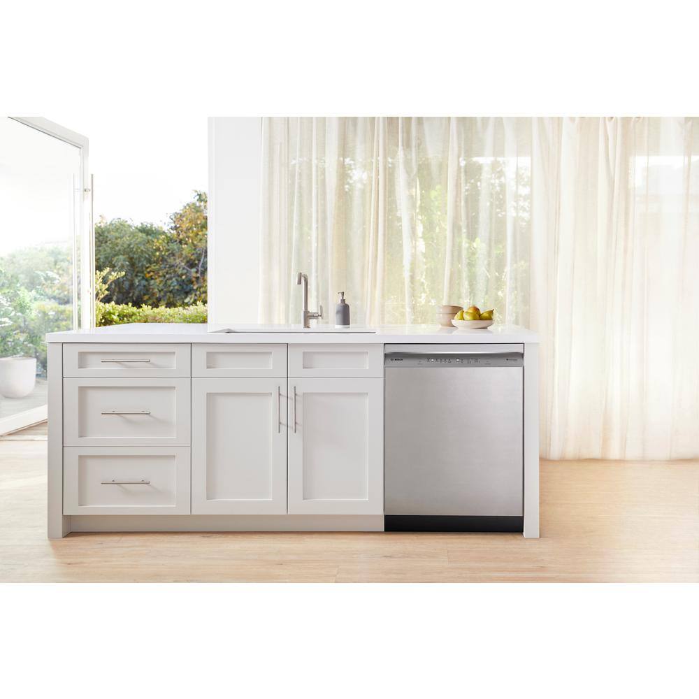 Bosch 300 Series 24 in. Stainless Steel Front Control Tall Tub Dishwasher with Stainless Steel Tub and 3rd Rack SHE53C85N