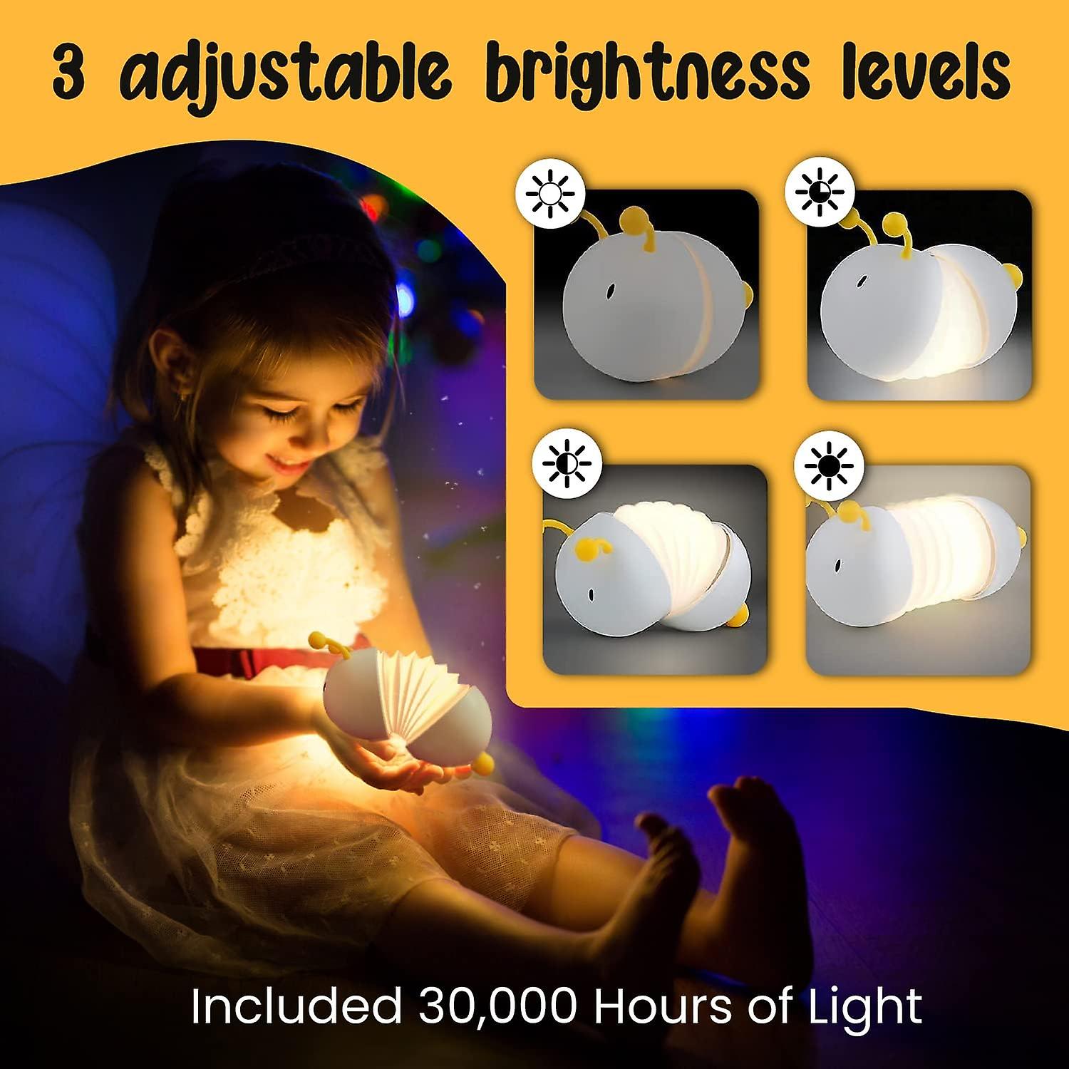 Caterpillar Led Children's Lamp， Foldable And Adjustable， Portable Night Light， Usb Charger， Magnets Included， Unisex - 30，000 Hours Of Operation.