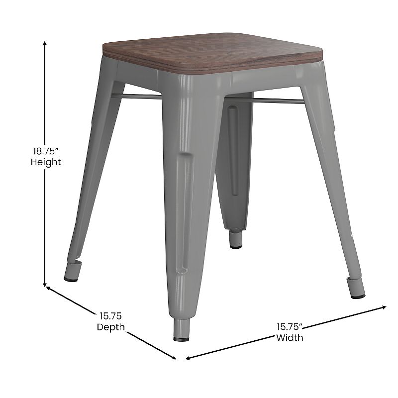 Flash Furniture Kai Gray Backless Table Height Stool 4-piece Set