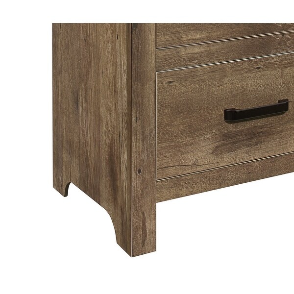 Transitional Style Bedroom Furniture Wooden Nightstand with Two Drawers ， Weathered Pine Finish - - 36131725