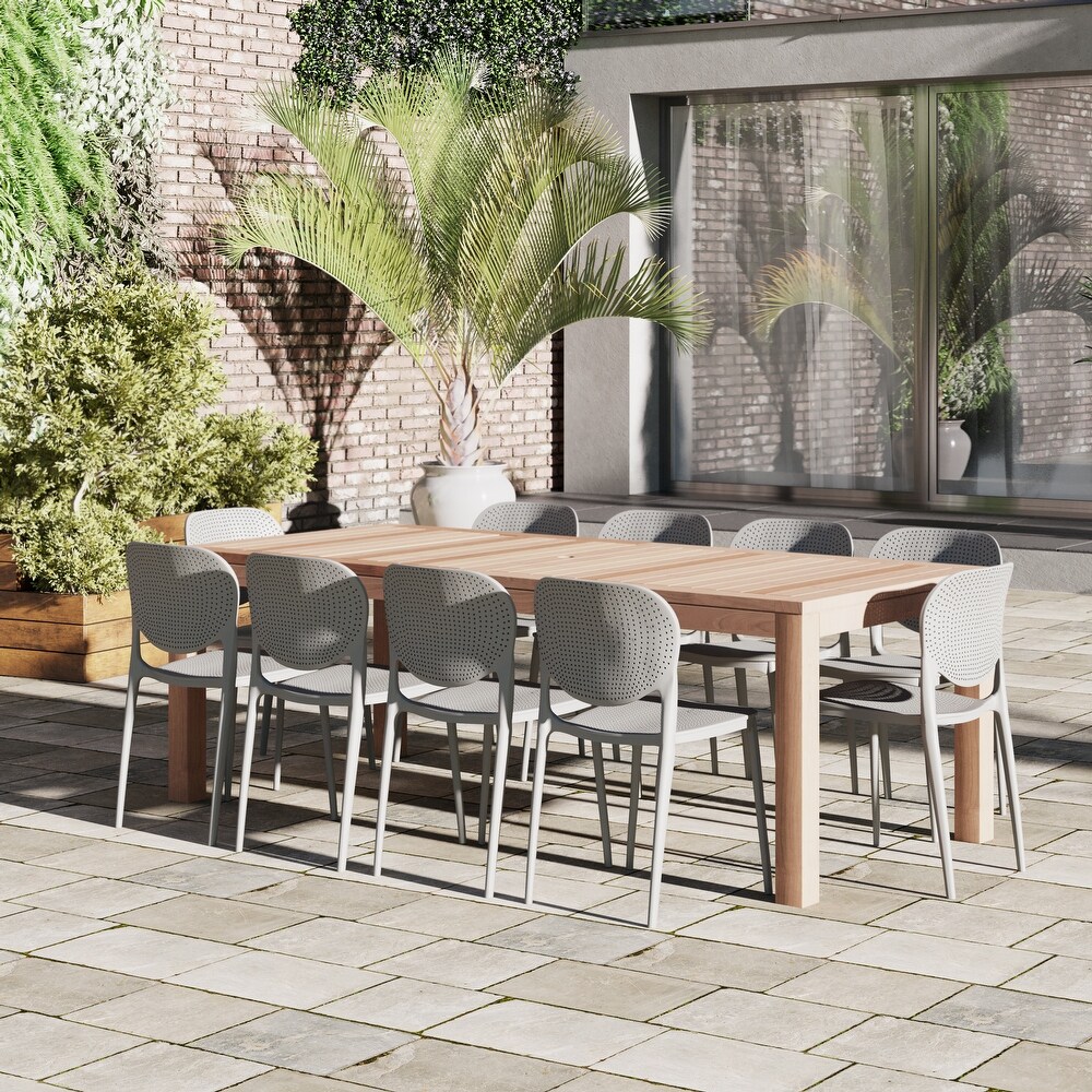 Amazonia Teak Flaker Outdoor Patio Dining Set   Grey Chairs