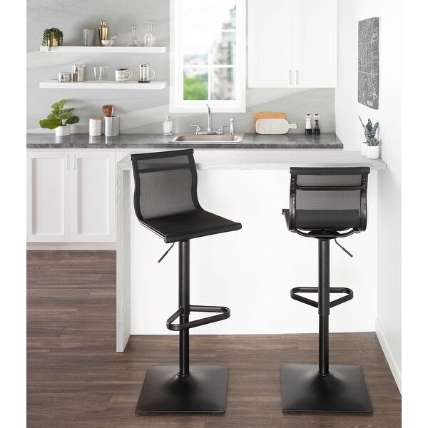 Porch and Den Bixby Adjustable Bar Stool in Black Metal