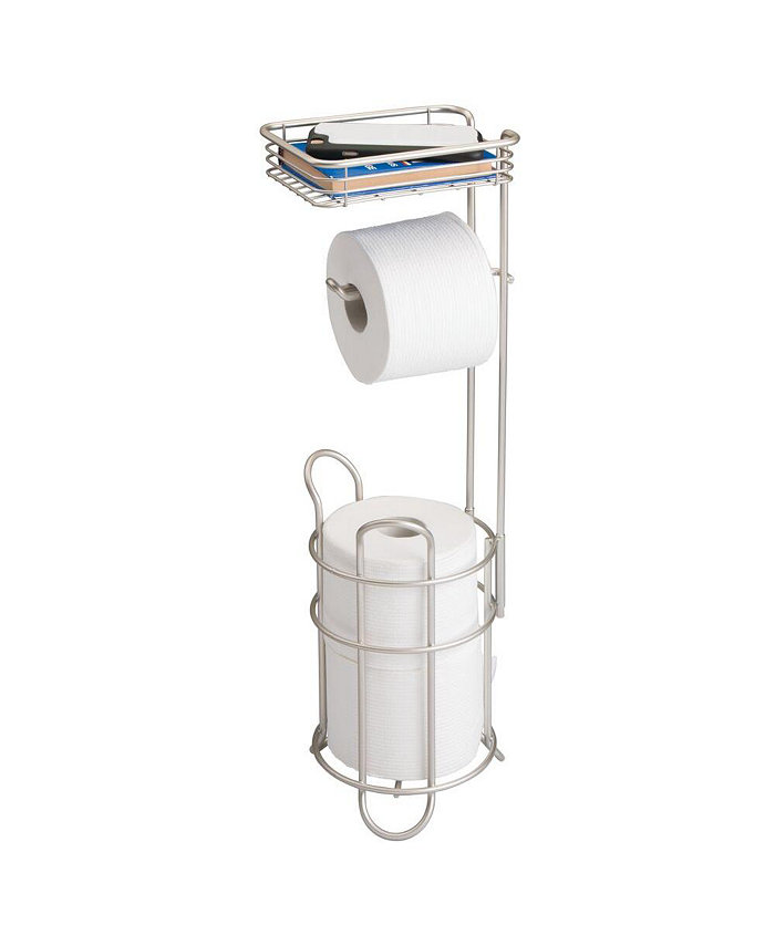 mDesign Steel Free Standing Toilet Paper Holder Stand and Dispenser