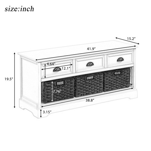 U_Style Homes Collection Wicker Storage Bench with...