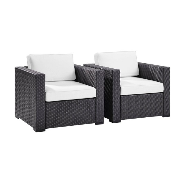 Biscayne 2pk Outdoor Wicker Chairs White Crosley