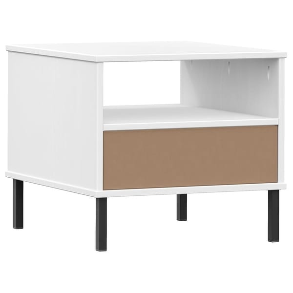 vidaXL Solid Wood Pine Bedside Table with Metal Legs OSLO Desk Multi Colors - 19.7