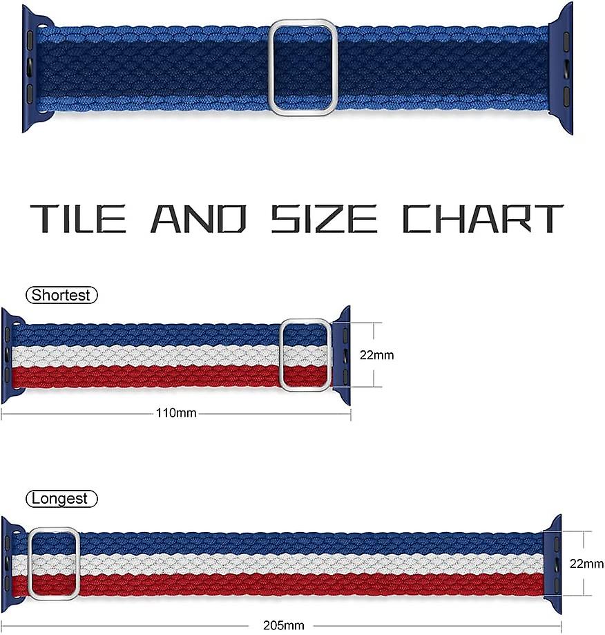 Stretchy Solo Loop Strap Compatible With Apple Watch Band 41mm 40mm 38mm， Adjustable Elastic Nylon Braided Sport Wristbands For Iwatch Series 7 6 5 4