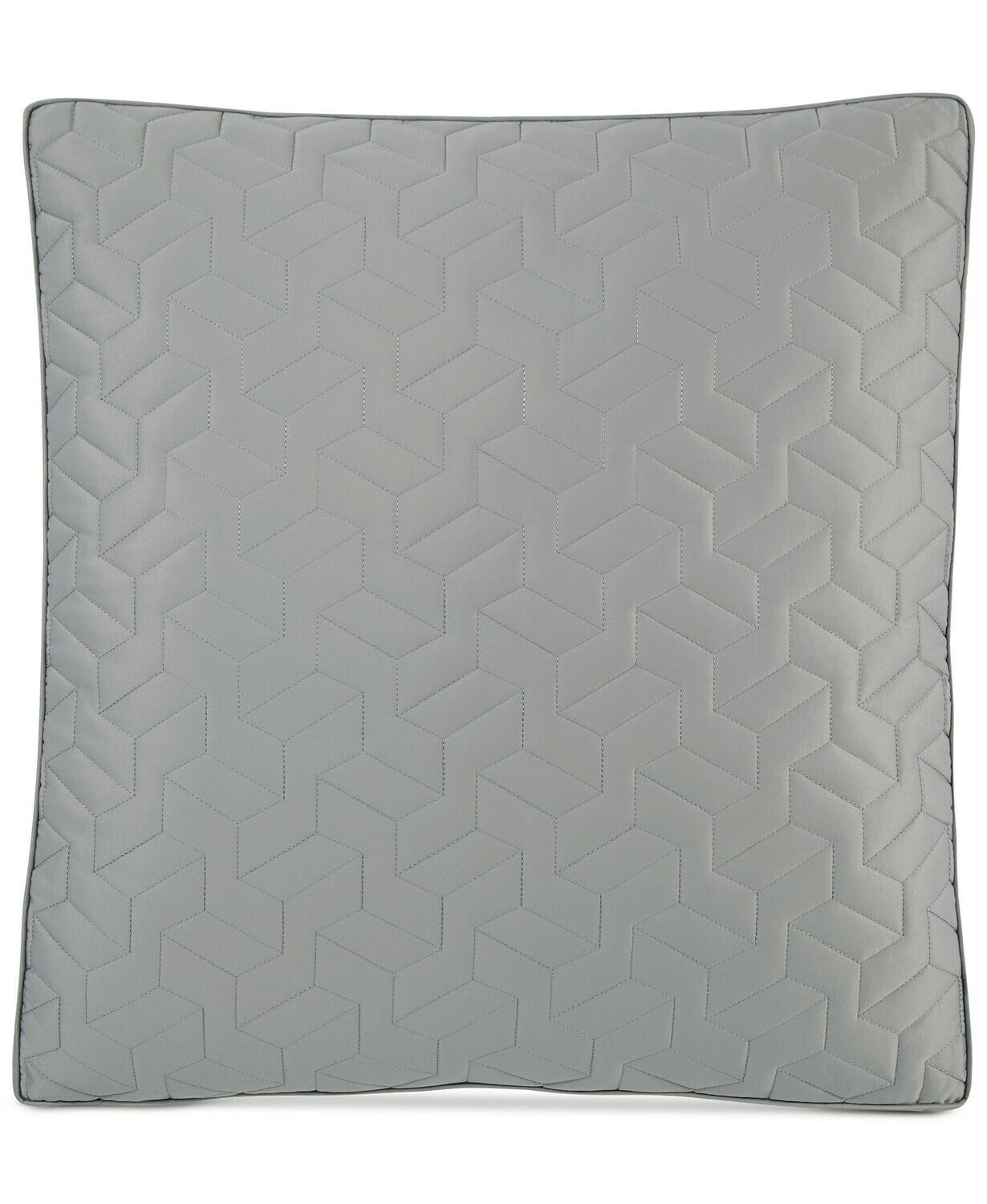 Hotel Collection Cubist Geometric Cotton Blend Quilted Pillow Sham - EURO - Gray