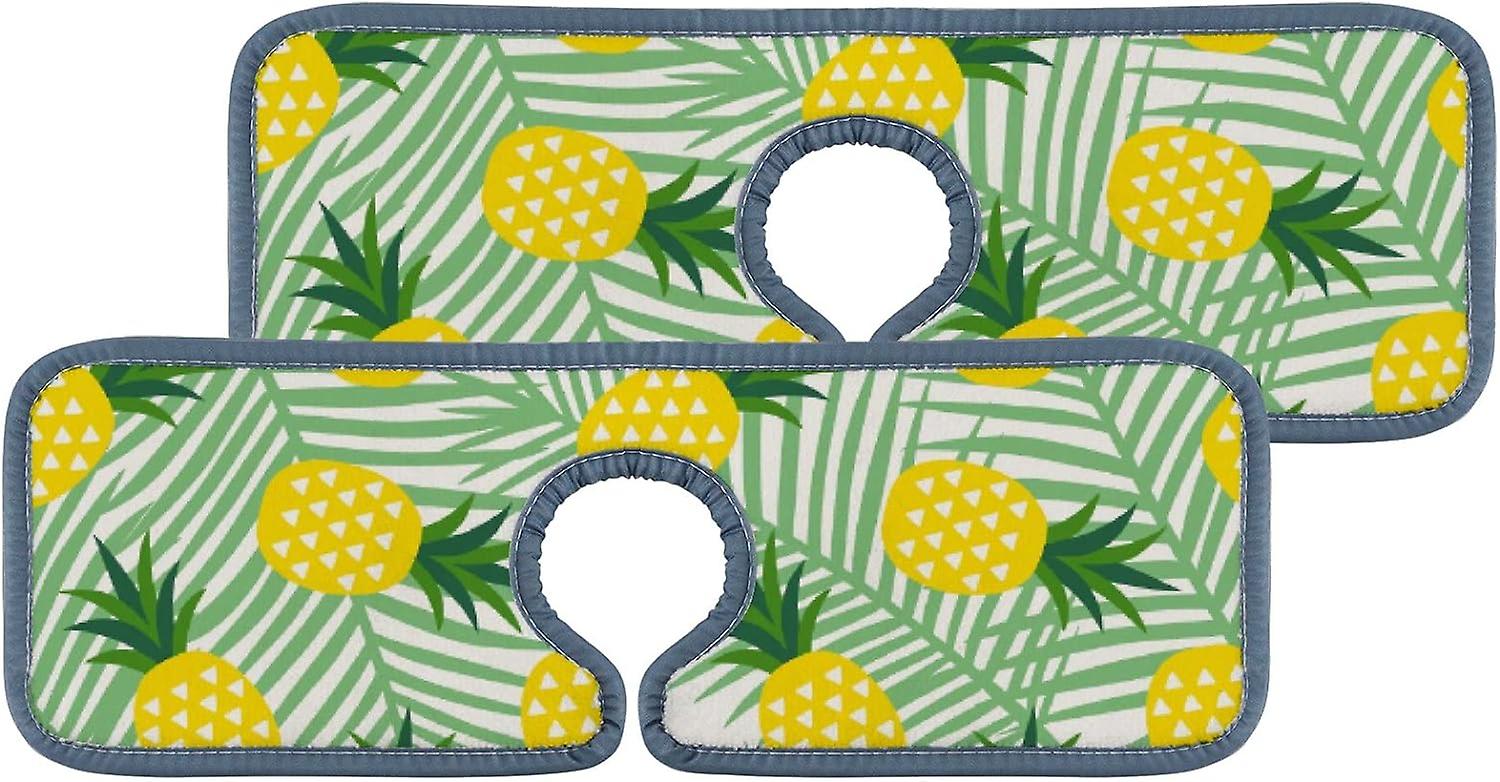 Faucet Absorbent Mat 3 Pcs Pineapples Leaves Kitchen Faucet Splash Catcher Washable Counter Drying Pads Behind Faucet For Kitchen Bathroom