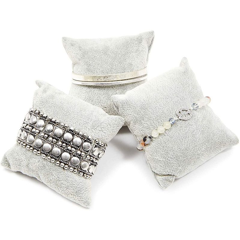 Juvale Bracelet Pillow Display 12-Pack Velvet Jewelry Display Pillow 3 x 3 inches - Gray