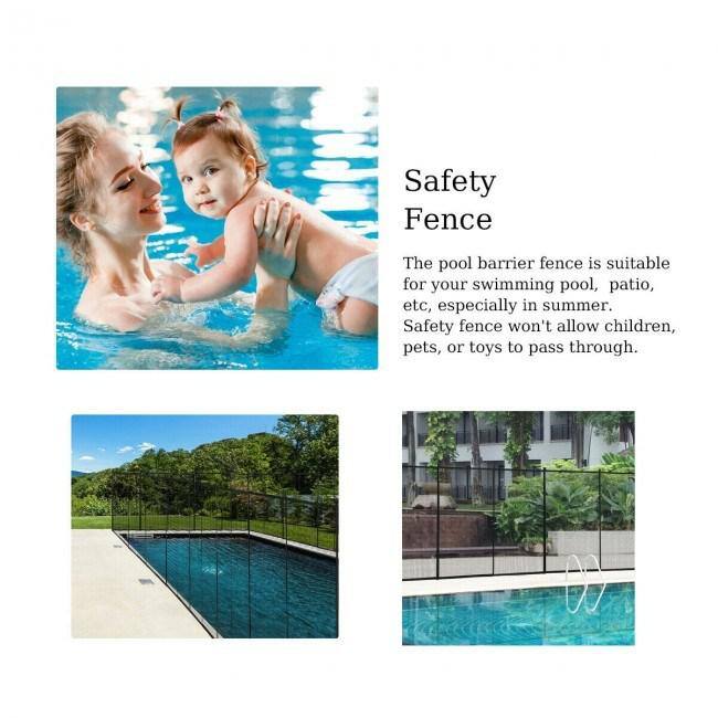 Afoxsos 12 ft. L x 4 ft. H Black Outdoor Pool 1000D Textilene Fabric Fence with Section Kit for Swimming Pool and Patio HDDB856