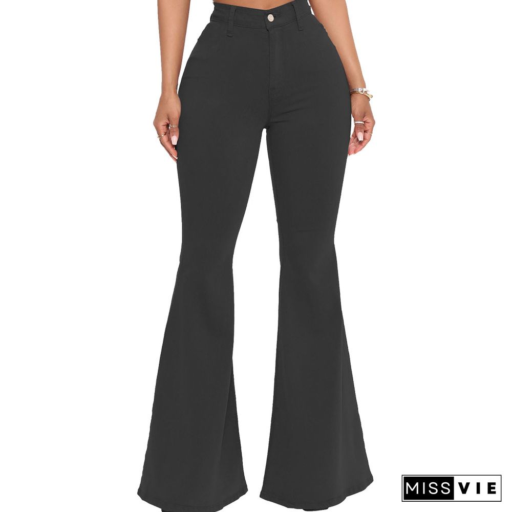 High Waist Stretch Plus Size Flare Jeans Pants