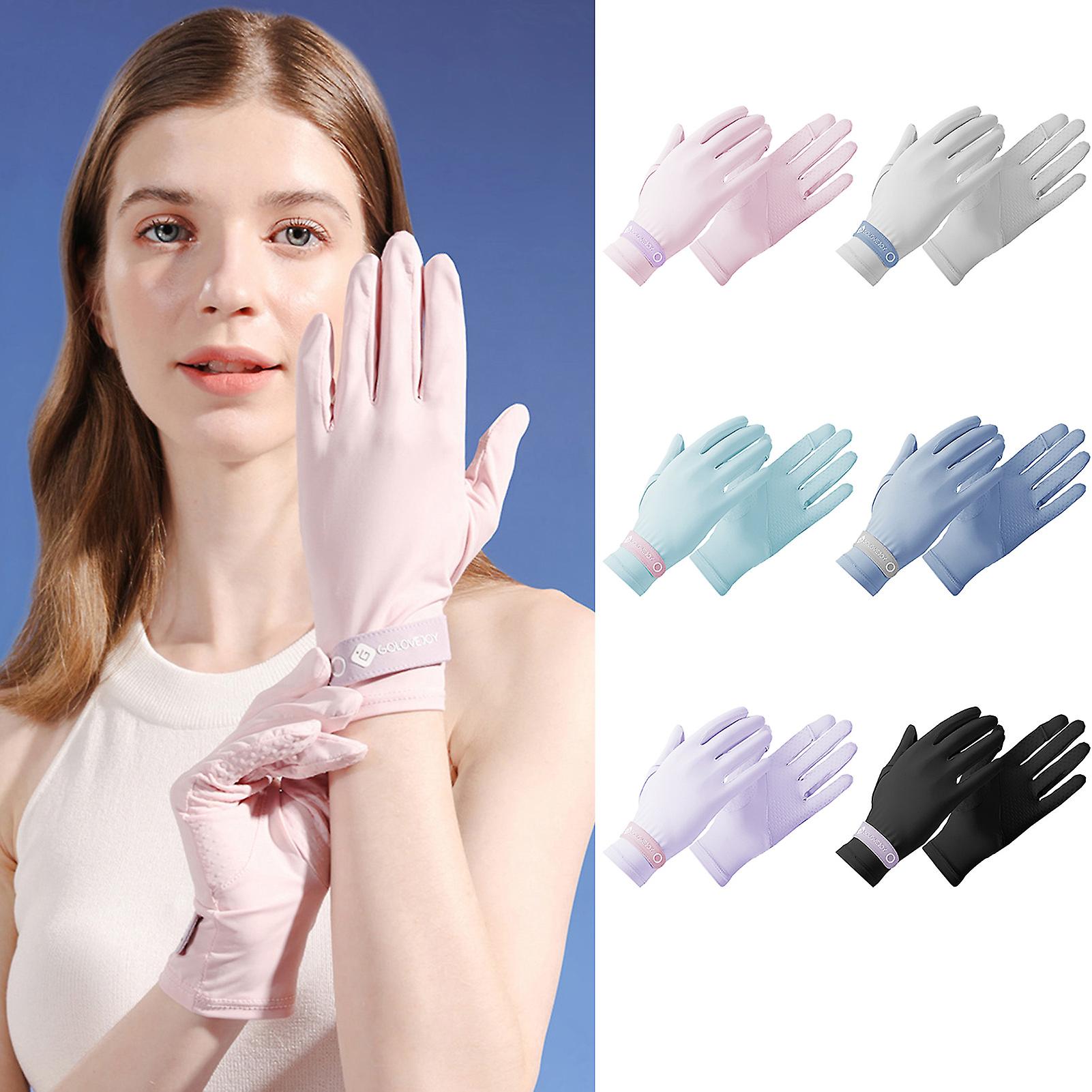 Women Sunscreen Gloves Breathable Non-slip Anti-uv Soft Stretchy Cycling Driving Outdoors Gloves Black