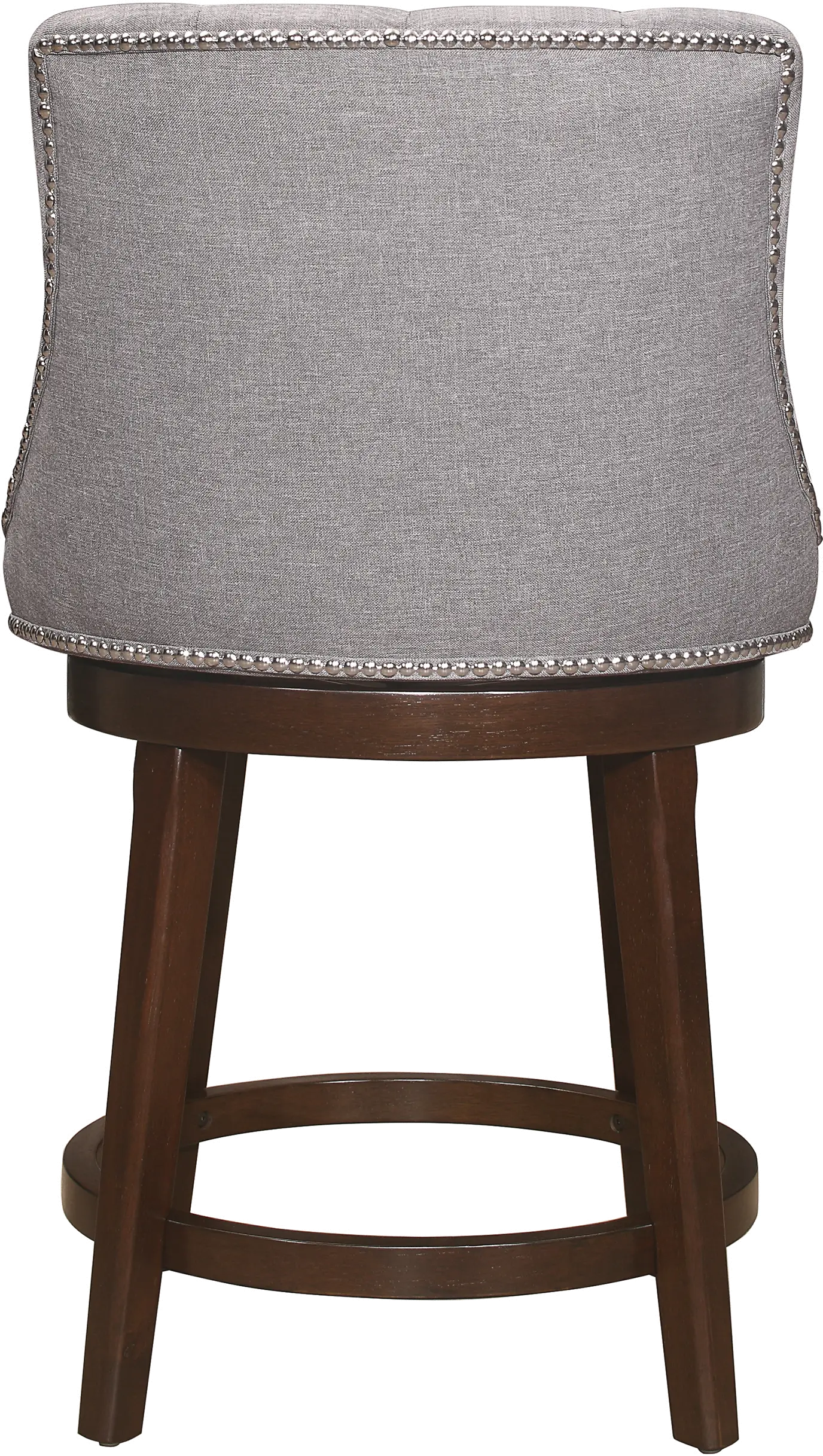 Halbrooke Traditional Tufted Chocolate Wood Swivel Counter Height Stool