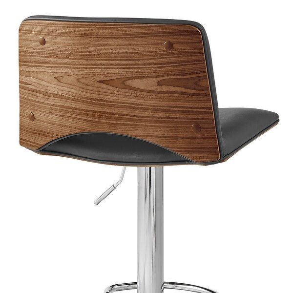 Thierry Adjustable Swivel Faux Leather and Metal Bar Stool