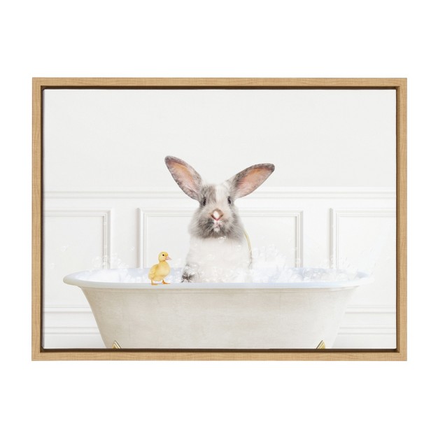 X 24 quot Sylvie Bunny In Bubble Bath Framed Canvas By Amy Peterson Natural Kate amp Laurel All Things Decor