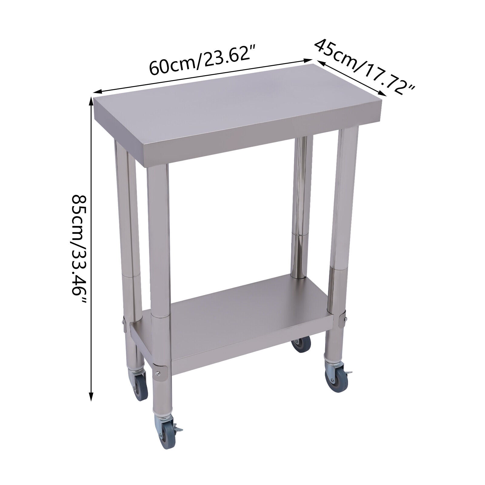 Commercial Stainless Steel Work Table with Wheels and Shelf Kitchen Prep Table