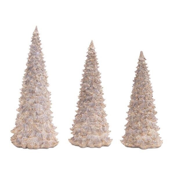 Glittered Champagne Pine Tree (Set of 3)