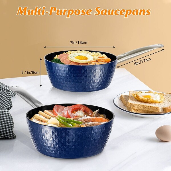 1.8L Induction Saucepan with Lid，Aluminum Ceramic Coating Cooking