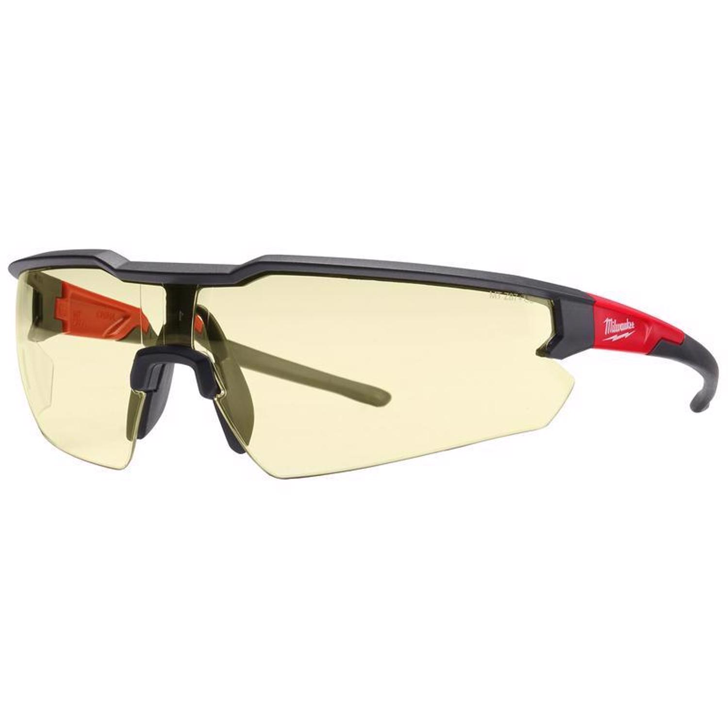 MW Anti-Scratch Safety Glasses Yellow Lens Black/Red Frame