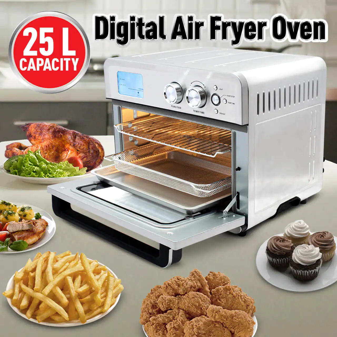 Emerald SM-AIR-1899 26 qt. Stainless Steel Digital Air Fryer Oven