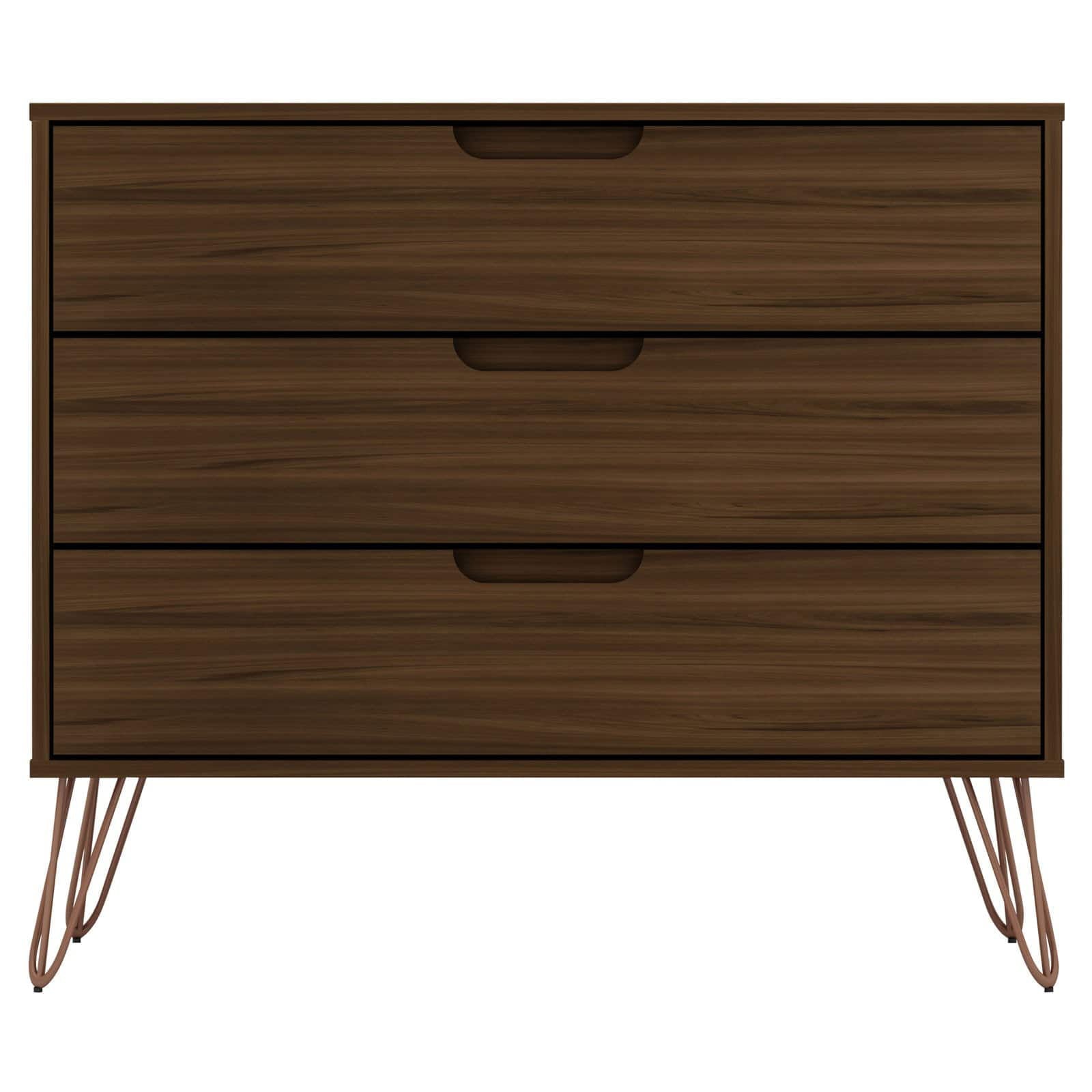 Rockefeller Mid-Century- Modern Dresser with 3- Drawers in Brown