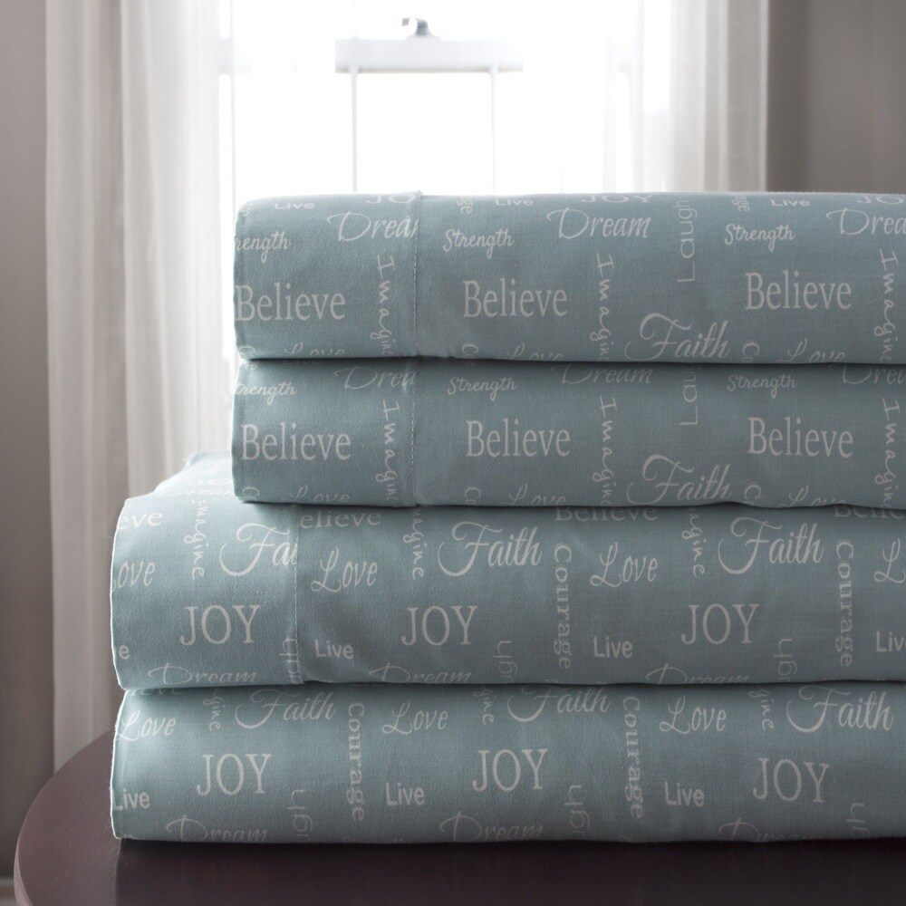 Inspirational Microfiber Print Bed Sheet Sets