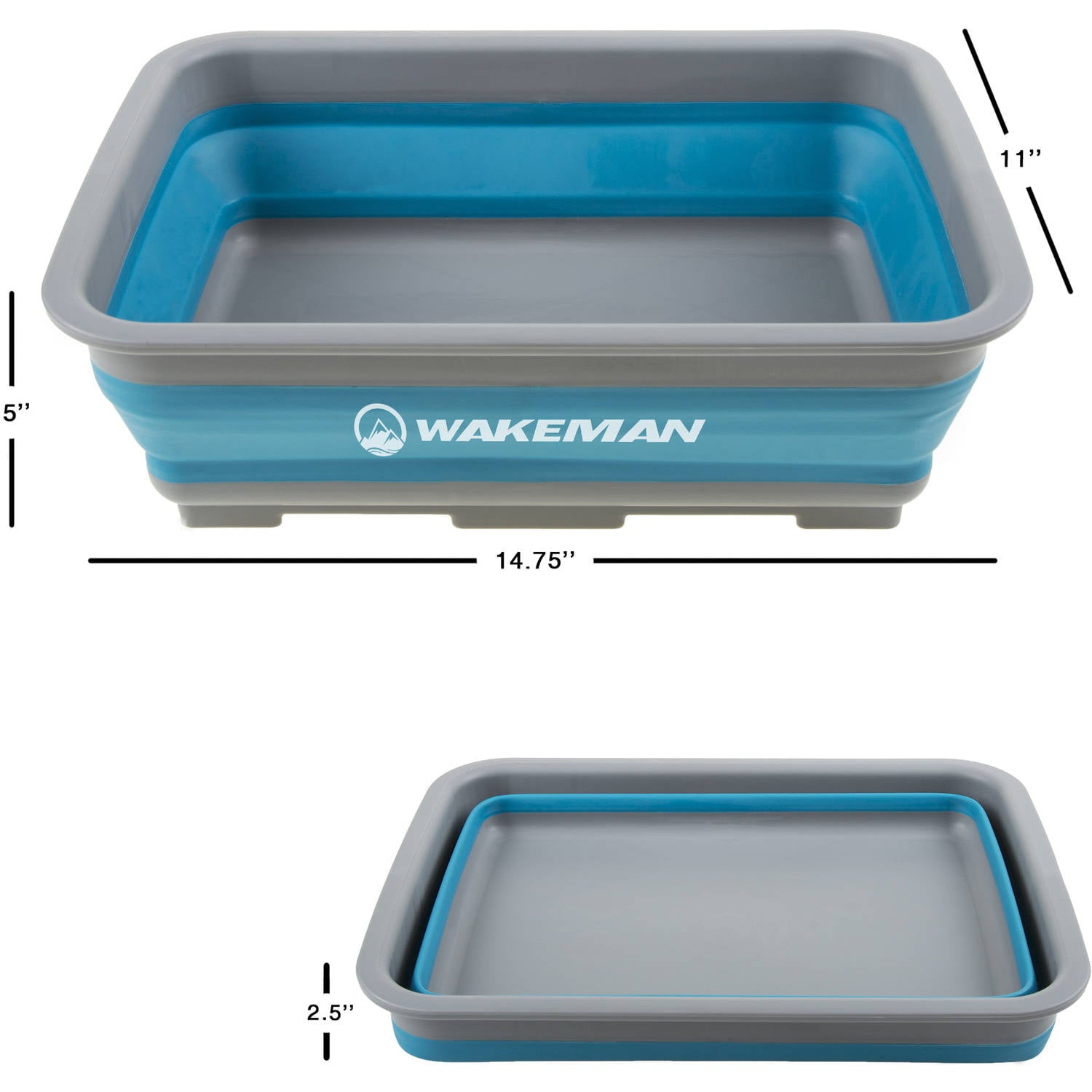 Collapsible Multiuse Wash Bin- Portable Wash Basin/Dish Tub/Ice Bucket with 10 L Capacity for Camping, Tailgating, More by Wakeman Outdoors (Blue)