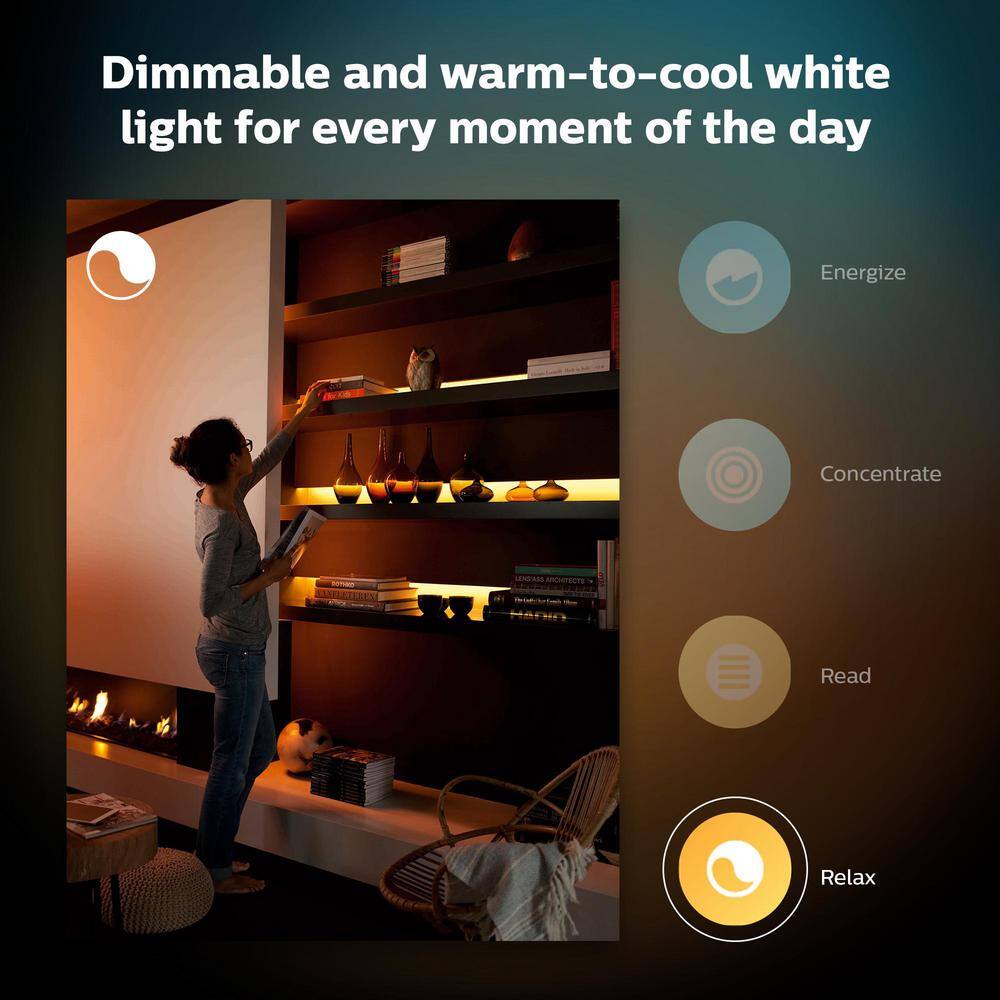 Philips Hue 6.6 ft. Smart Plug-In Color and Tunable White Ambiance Cuttable Integrated LED Under Cabinet Light Base Kit (1-Pack) 555334