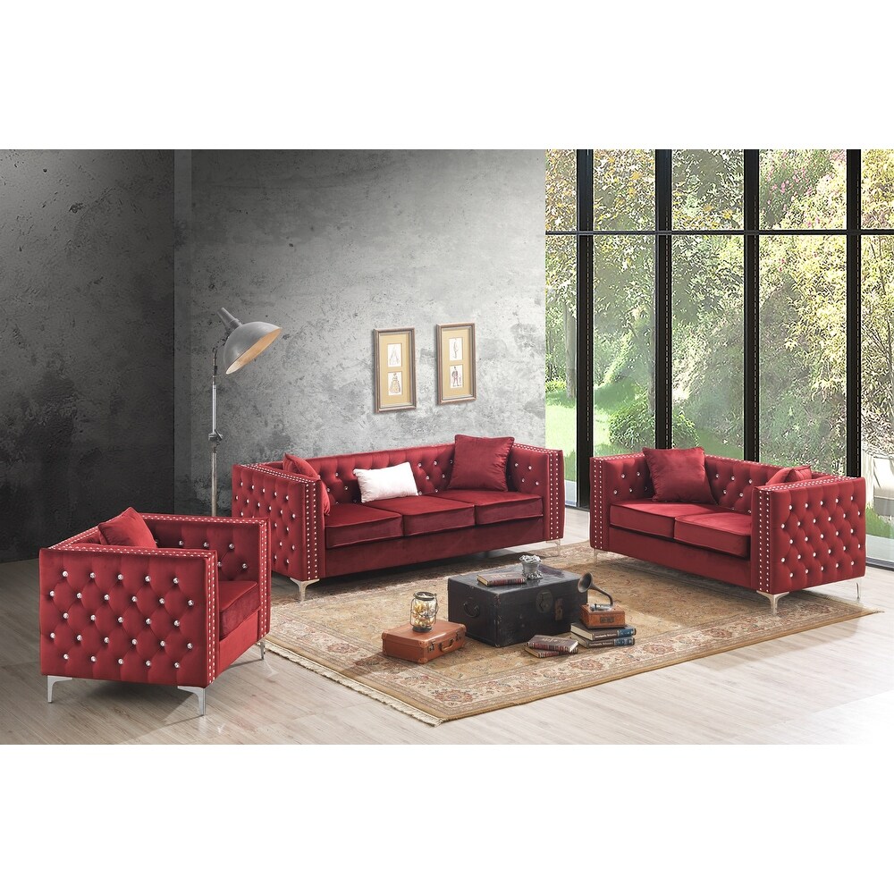 Paige 63 in. Velvet 2 Seater Sofa with 2 Throw Pillow   63\