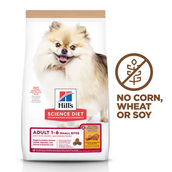 Hill's Science Diet 4 lb Adult Chicken Small Bites No Corn， Wheat or Soy Dry Dog Food