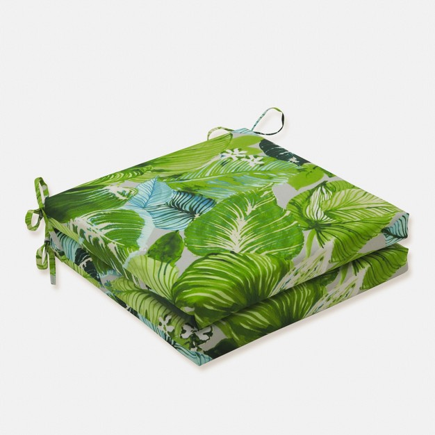 X 20 quot X 3 quot 2pk Lush Leaf Jungle Squared Corners Outdoor Seat Cushions Green Pillow Perfect