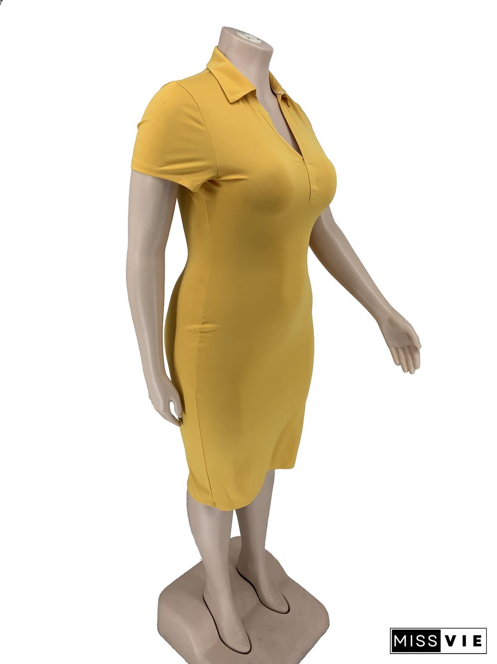 Plus Size Solid Color Short Sleeve Casual Dresses