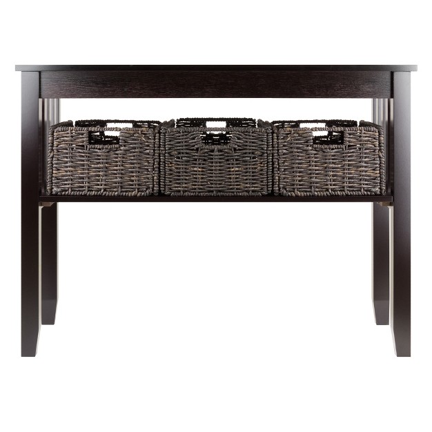 Morris Console Table With Baskets Espresso chocolate Winsome