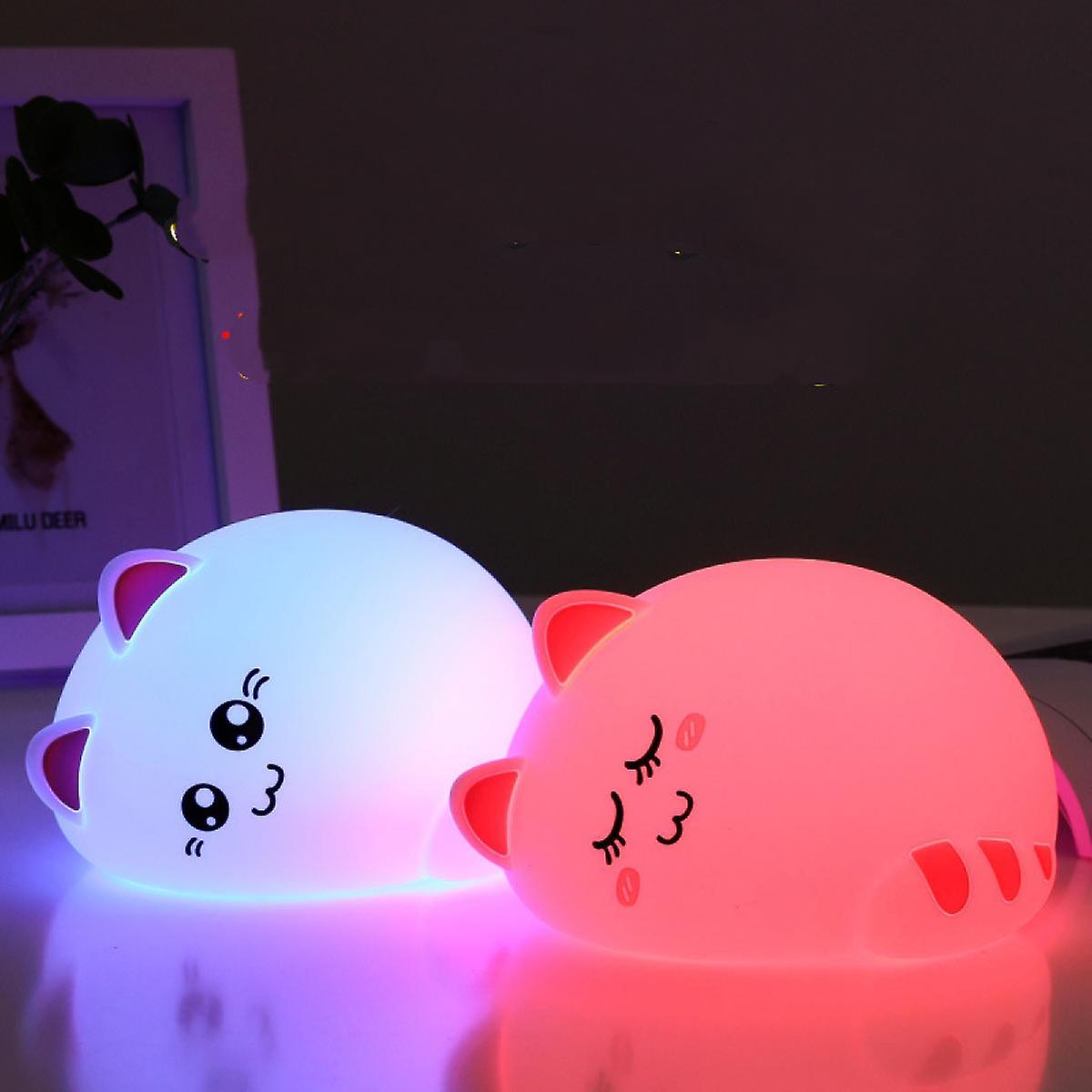 Nursery Night Light， Soft Silicone Cute Cat Led Night Light For Kid