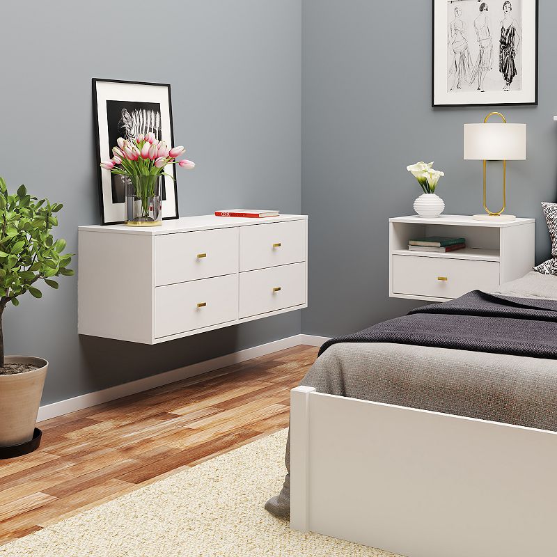 Prepac Floating Dresser and Nightstand Table 2-piece Set