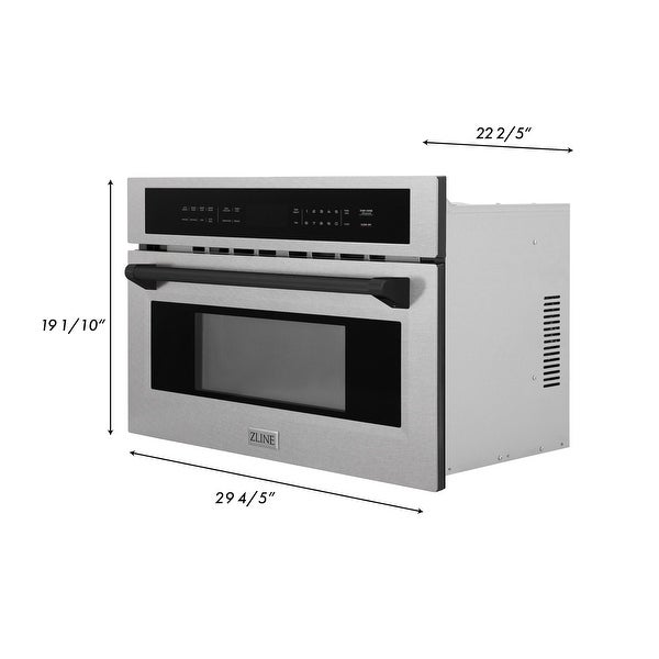 ZLINE 30” 1.6 cu ft. Built-in Convection Microwave Oven in Fingerprint Resistant Stainless Steel and Matte Black Accents