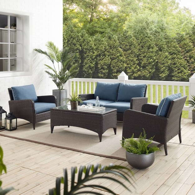 Crosley 4pc Kiawah Wicker Outdoor Patio Conversations Set