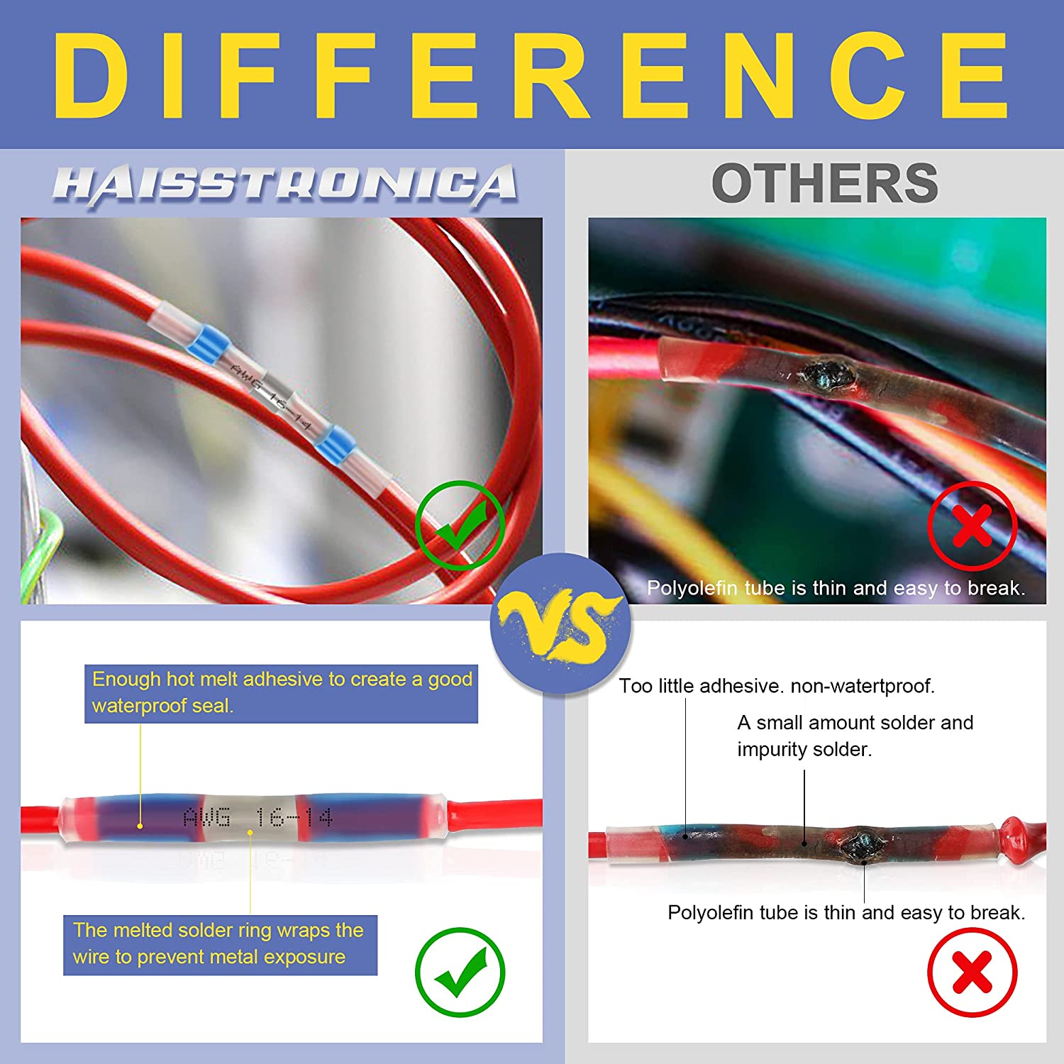 haisstronica 220PCS Solder Seal Wire Connectors-Waterproof Solder Wire Connectors