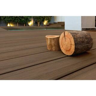 FORTRESS Infinity IS 5.35 in. x 6 in. Grooved Tiger Cove Brown Composite Deck Board Sample 194106101