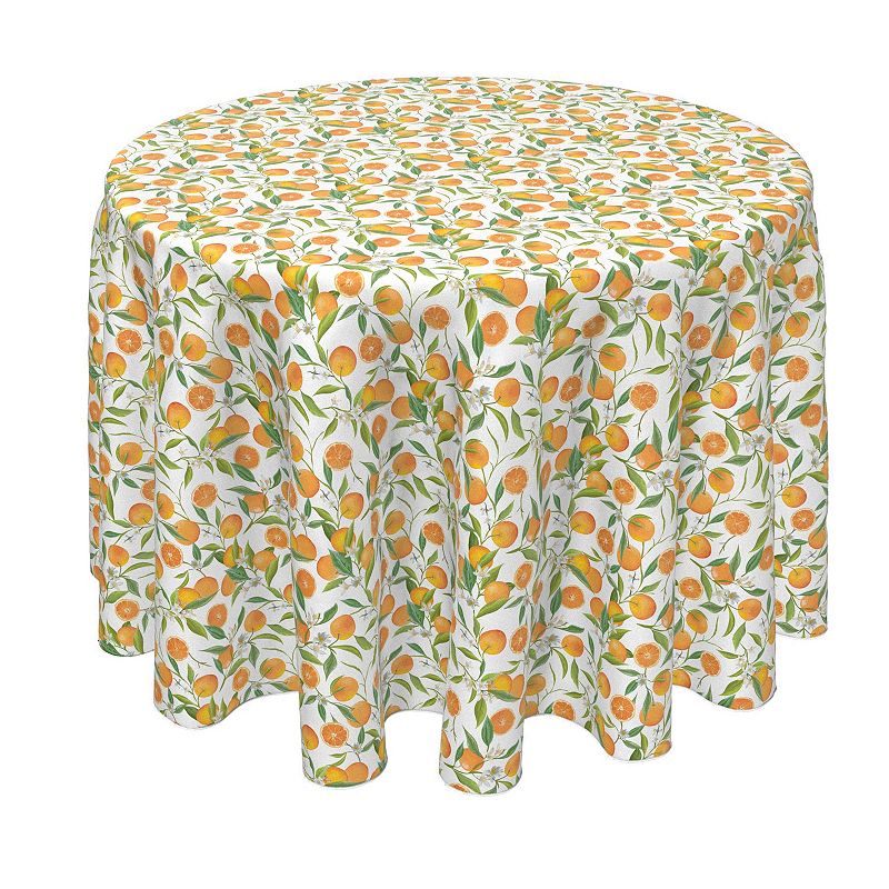 Round Tablecloth， 100% Polyester， 60 Round， Orange Tree