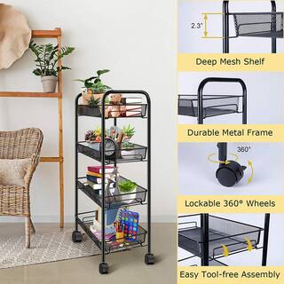 THE CLEAN STORE 4 Tier Storage Cart with Fixed Baskets 395