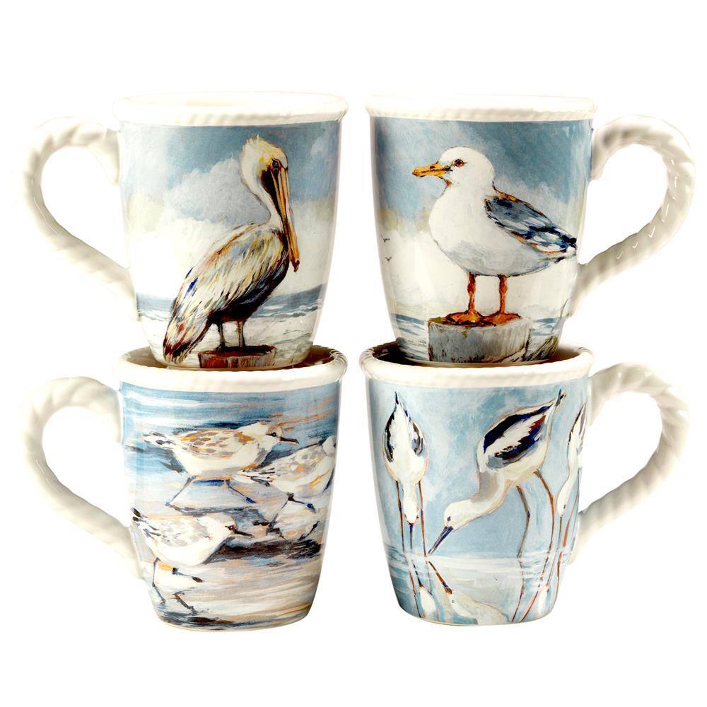 Certified International Shorebirds 16-Piece Assorted Colors Earthenware Dinnerware Set (Service for 4) 89692RM